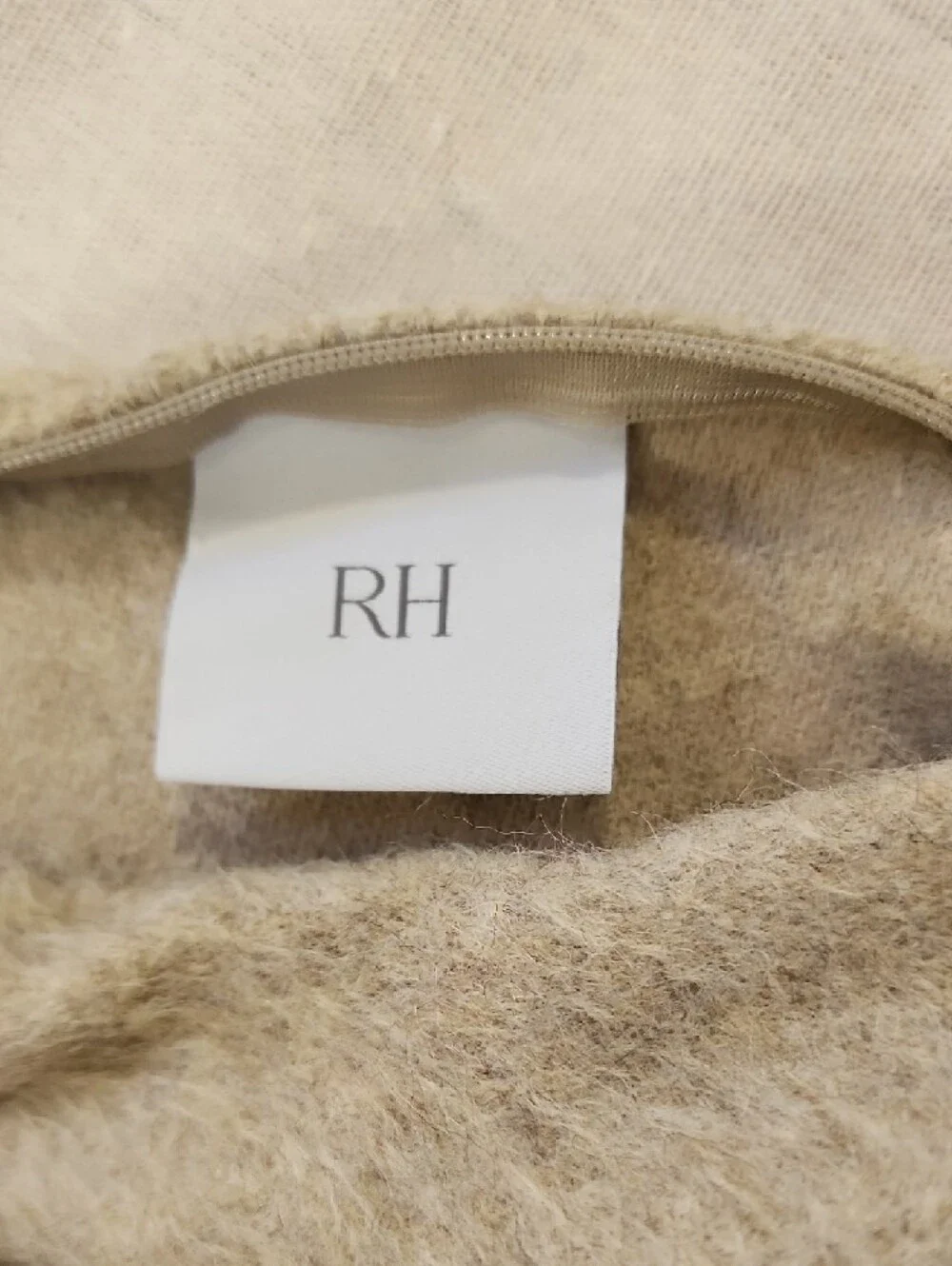 Restoration Hardware RH Cream-Tan Alpaca Fur Pillow Cover